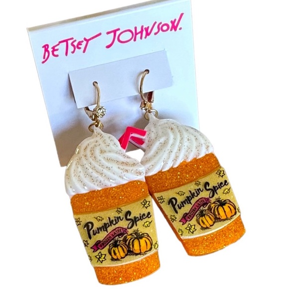 New Betsey Johnson Pumpkin Spice Latte Earrings - Picture 3 of 10